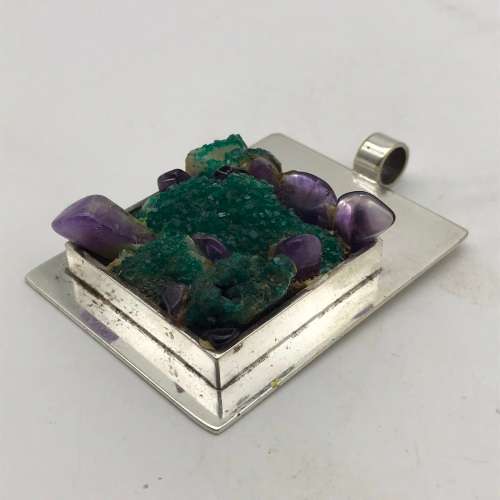 Danish Modernist`Dioptase & Amethyst Large Pendant (Wiggers)