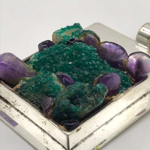 Danish Modernist`Dioptase & Amethyst Large Pendant (Wiggers)
