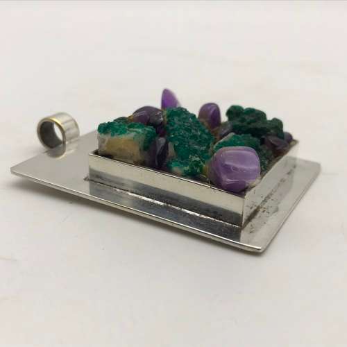 Danish Modernist`Dioptase & Amethyst Large Pendant (Wiggers)