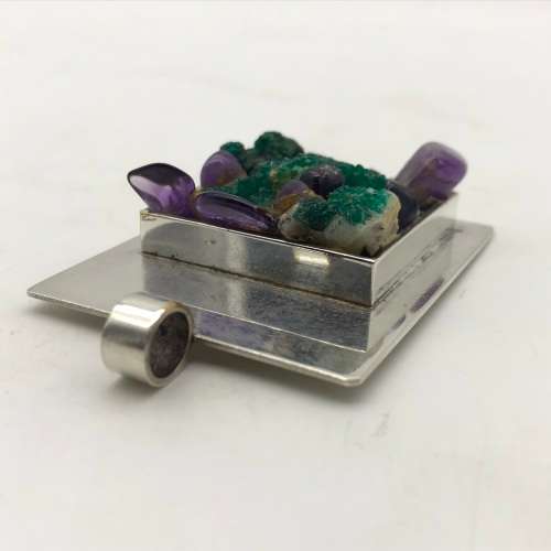 Danish Modernist`Dioptase & Amethyst Large Pendant (Wiggers)