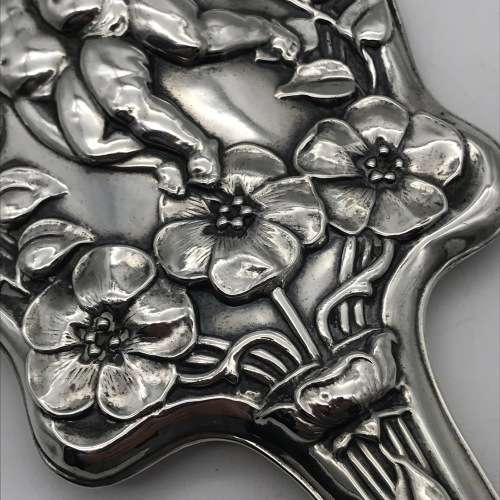 Stunning Antique Silver Art Nouveau Cherubs Hand Mirror (1904)