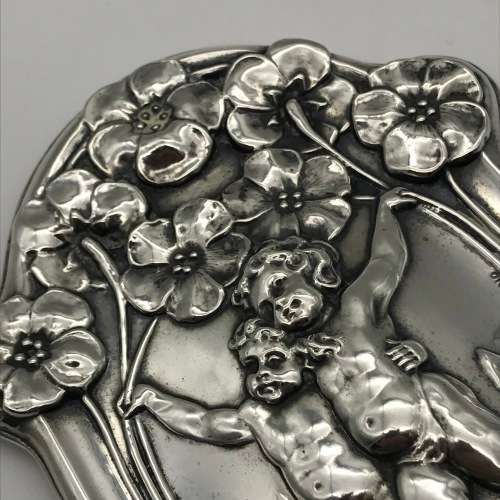 Stunning Antique Silver Art Nouveau Cherubs Hand Mirror (1904)