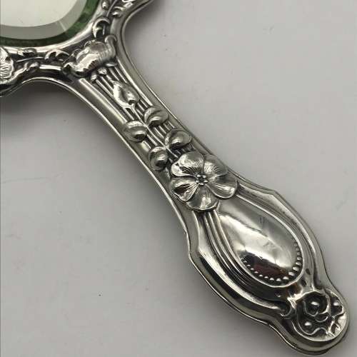 Stunning Antique Silver Art Nouveau Cherubs Hand Mirror (1904)