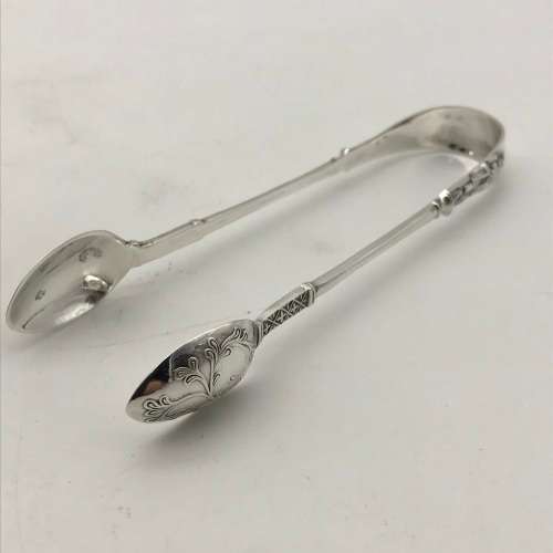 Victorian Sterling Silver Teaspoons & Tongs (Cased)