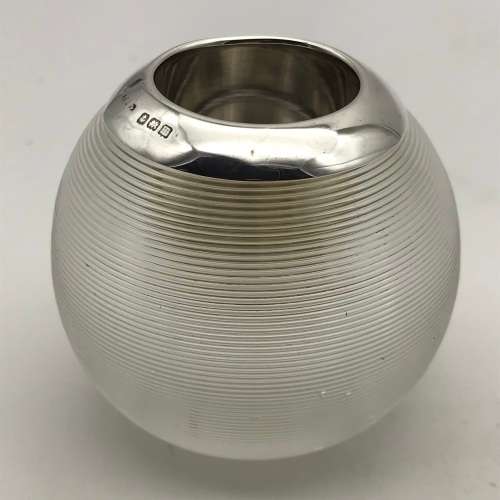 Antique Sterling Silver & Glass Match Striker