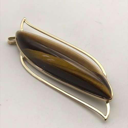 9ct Rose-Gold Tigers Eye Brooch or Pendant