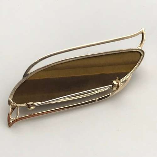 9ct Rose-Gold Tigers Eye Brooch or Pendant