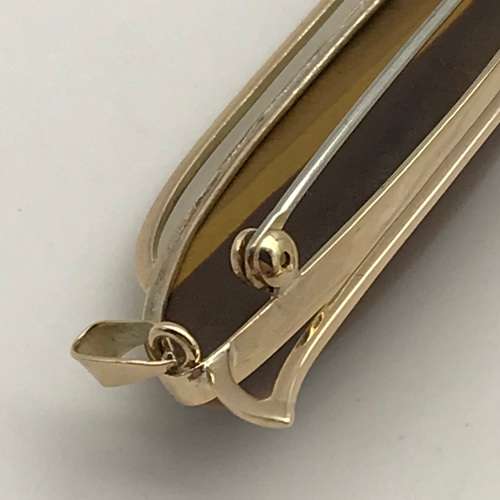 9ct Rose-Gold Tigers Eye Brooch or Pendant