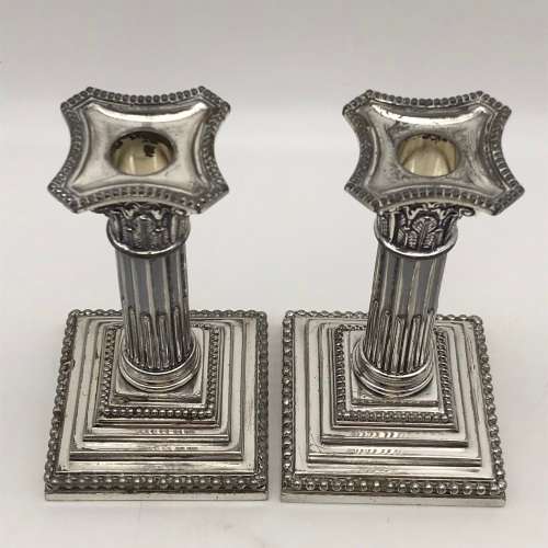Antique Silver-Plated `Corinthian` Candlesticks