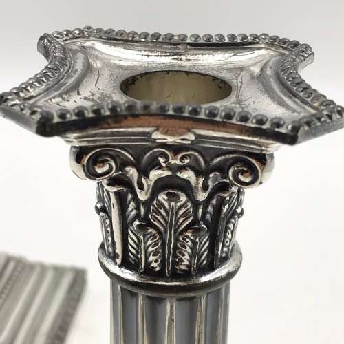 Antique Silver-Plated `Corinthian` Candlesticks