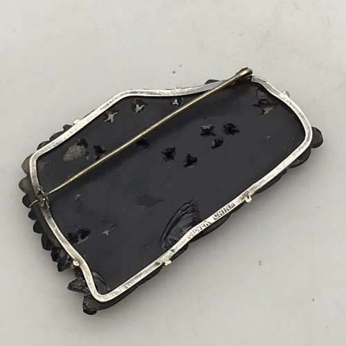 Chinese Carved `Smokey Quartz Brooch