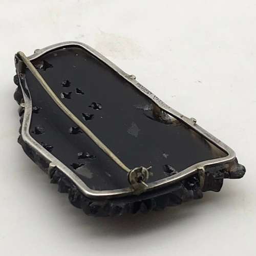 Chinese Carved `Smokey Quartz Brooch