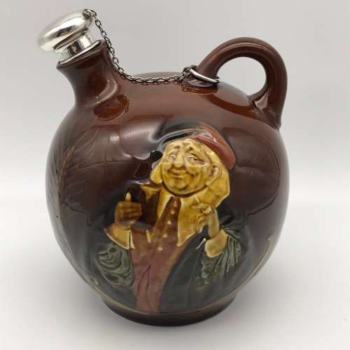 Royal Doulton `Kingsware` Flask with Silver Stopper (1905)