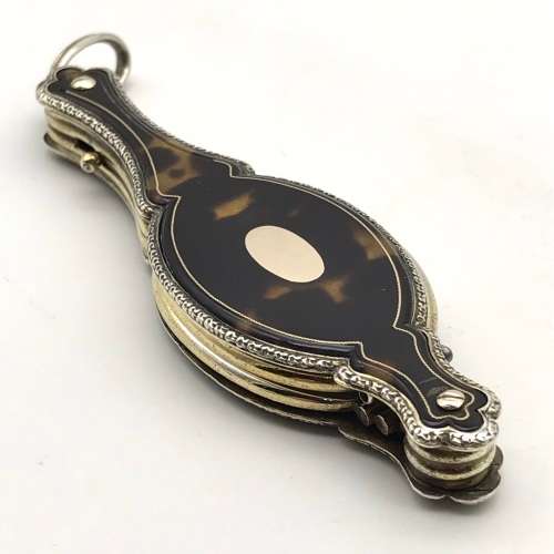 Antique French `Gold & Silver Inlaid-Tortoiseshell` Lorgnettes