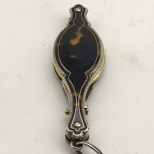 Antique French `Gold & Silver Inlaid-Tortoiseshell` Lorgnettes