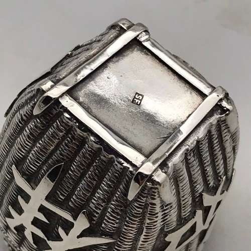 Antique Chinese Silver `Wicker Basket` Salt Pot