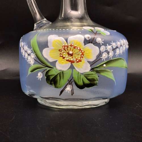 1950`s Hand-Blown, Painted Glass Decanter & Stopper