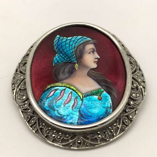 Fabulous Signed Silver & Enamel  Brooch (E. Soupal)