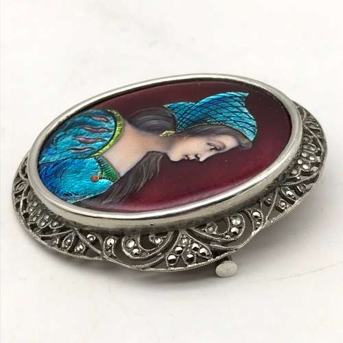 Fabulous Signed Silver & Enamel  Brooch (E. Soupal)