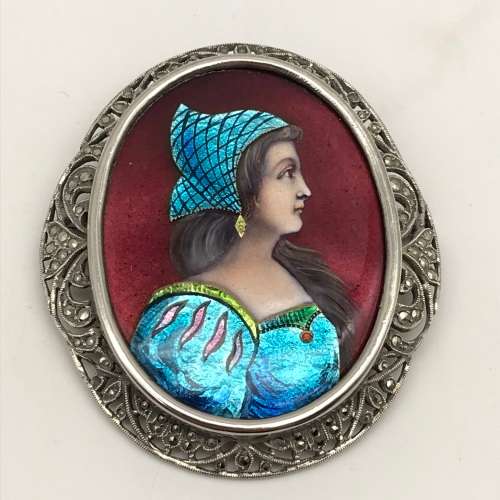 Fabulous Signed Silver & Enamel  Brooch (E. Soupal)