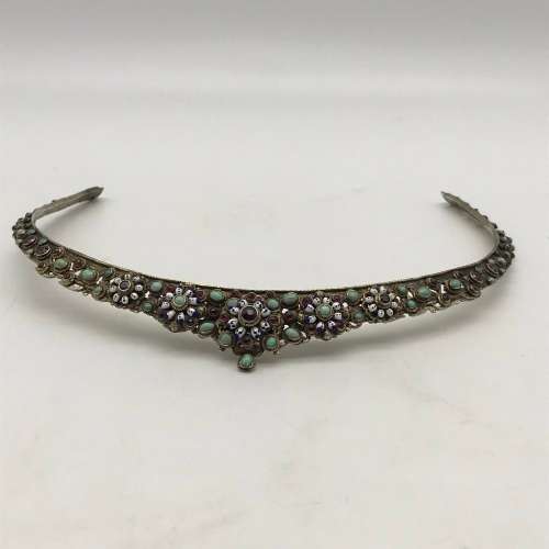 Antique Garnets, Turquoise & Enamel `Austro-Hungarian`Tiara