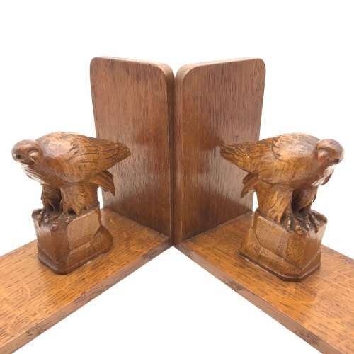 Early Carved Wood `Eagle` Bookends