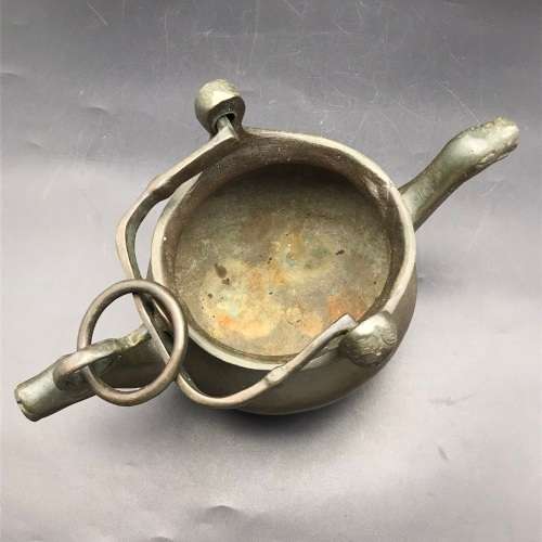 Antique Bronze `Double-Spouted` Cauldron or Pot