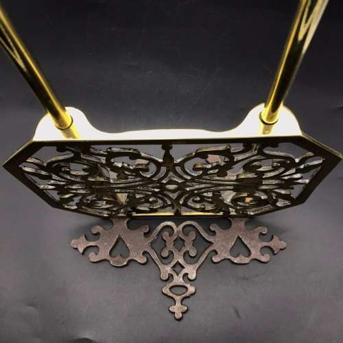 Antique Brass & Iron Table Screen (Possibly Chinese)