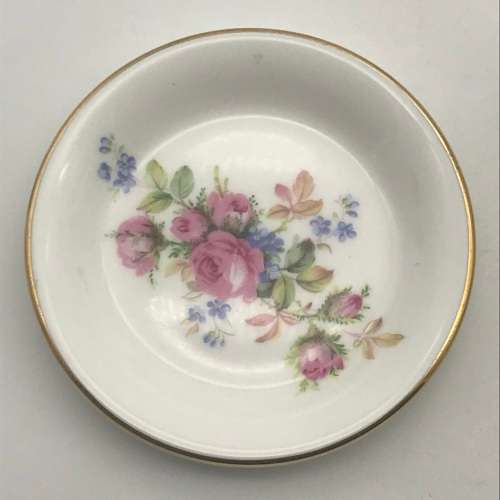 Royal Albert `Moss Rose` Candlestick & Pair of Dishes