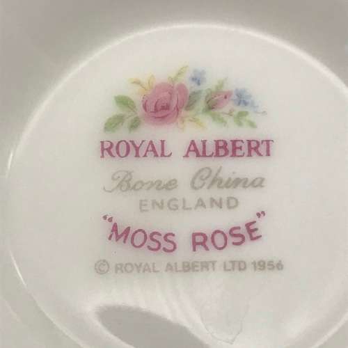 Royal Albert `Moss Rose` Candlestick & Pair of Dishes