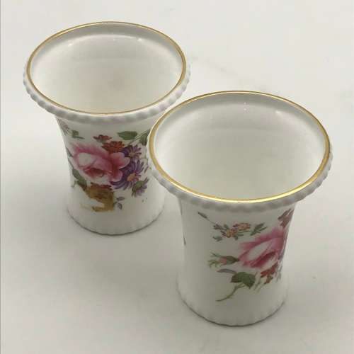 Pair Royal Crown Derby `Posies` Bud Vases