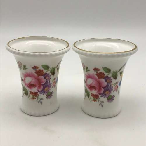 Pair Royal Crown Derby `Posies` Bud Vases