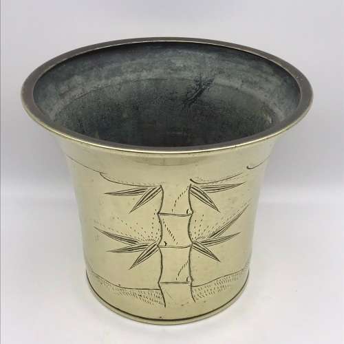Large Antique Chinese Brass `Bamboo` Planter