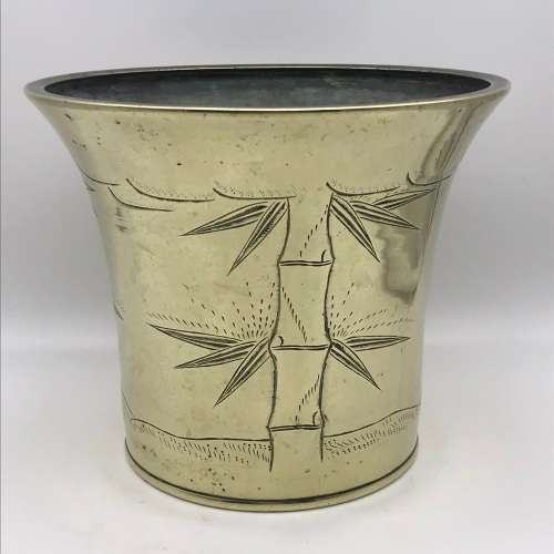 Large Antique Chinese Brass `Bamboo` Planter