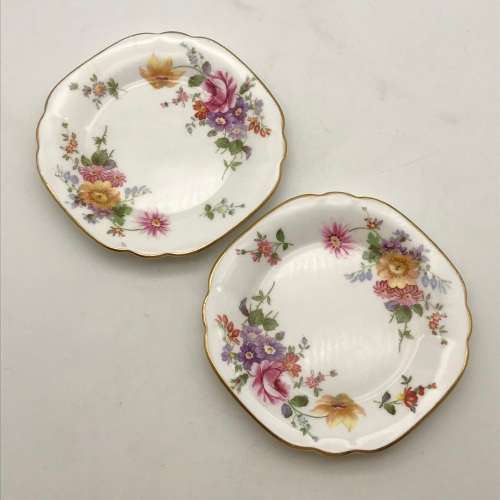 Pair Royal Crown Derby `Posies` Biscuit Plates