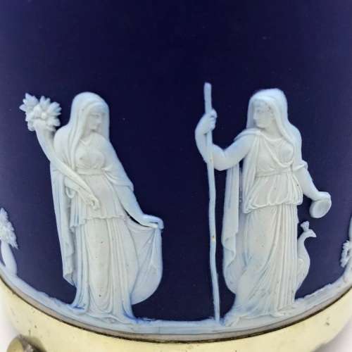 Antique Blue Wedgwood Jasperware Biscuit Barrel