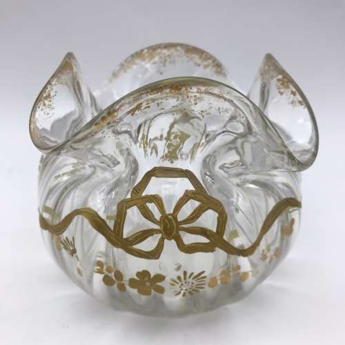 Pair Victorian `Gilt Decorated - Handkerchief` Glass Vases