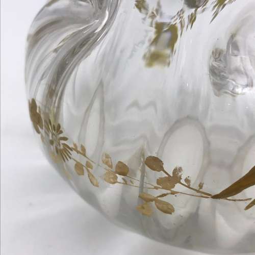 Pair Victorian `Gilt Decorated - Handkerchief` Glass Vases