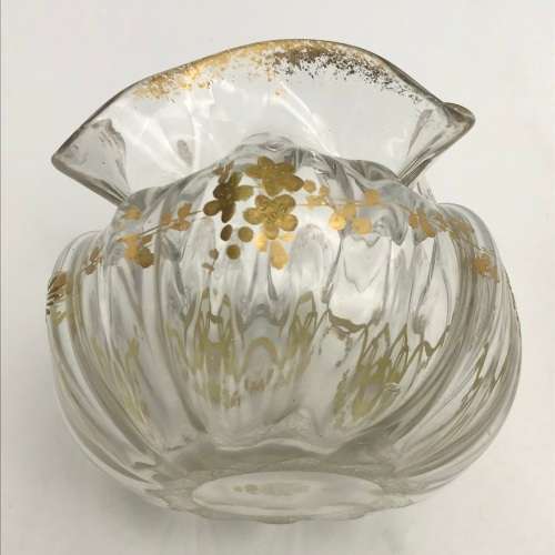 Pair Victorian `Gilt Decorated - Handkerchief` Glass Vases