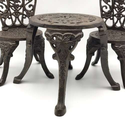 Vintage Cast Iron Doll`s Table & Chairs