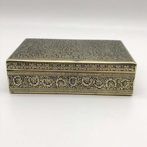Early Brass & Enamel Cigar or Trinket Box