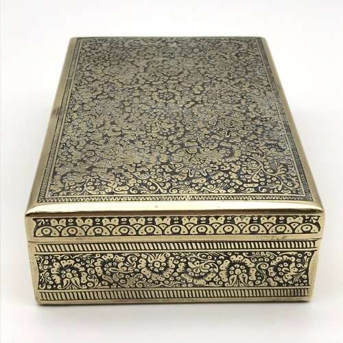 Early Brass & Enamel Cigar or Trinket Box