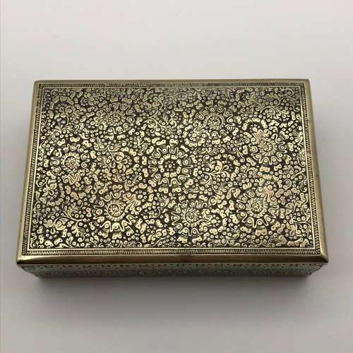 Early Brass & Enamel Cigar or Trinket Box