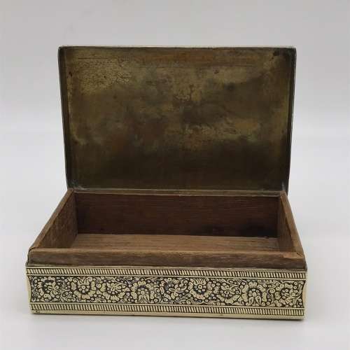 Early Brass & Enamel Cigar or Trinket Box