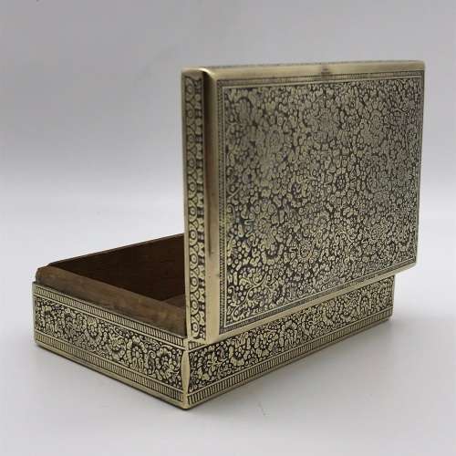 Early Brass & Enamel Cigar or Trinket Box
