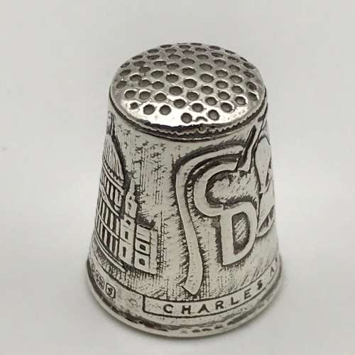 Early Solid Silver `Charles & Diana` Thimble