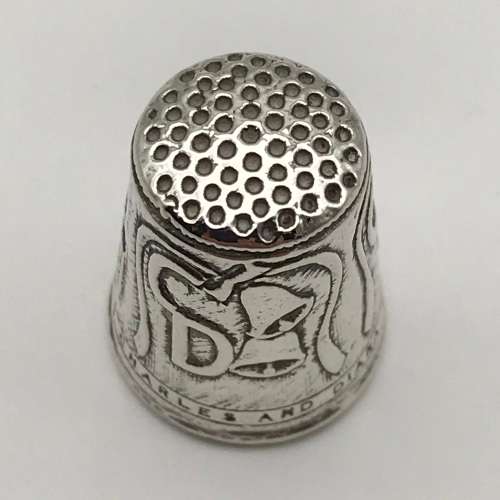 Early Solid Silver `Charles & Diana` Thimble