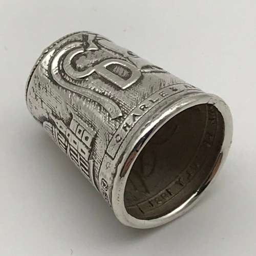 Early Solid Silver `Charles & Diana` Thimble