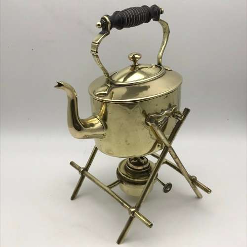 Antique Brass `Tea Kettle on Stand` (W.S.&S)