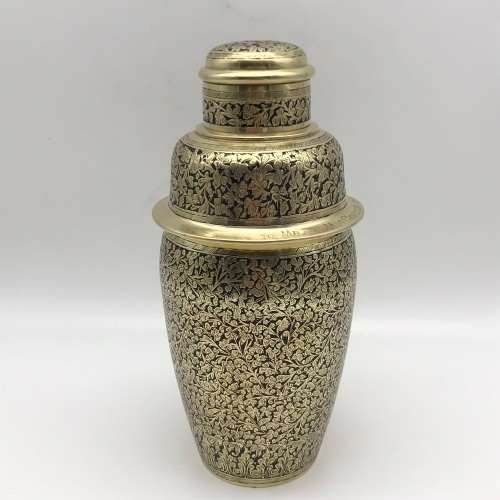 Early Brass & Enamel Cocktail Shaker